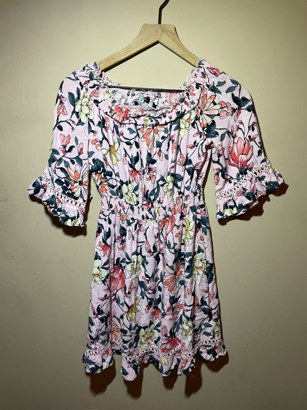 Lulu's Pink Floral Off-Shoulder Mini Dress